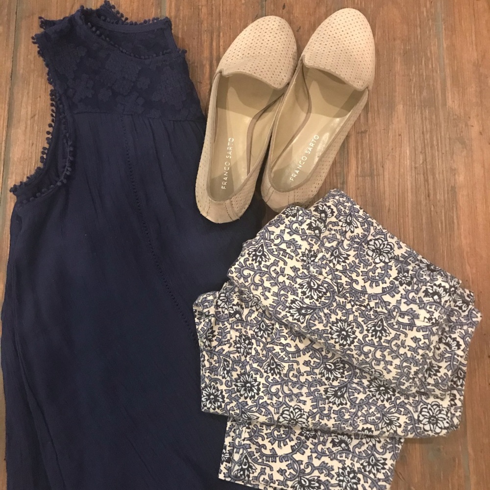 LOFT Marisa Floral Riviera Pant Sz 8P